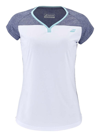 BABOLAT PLAY CAP SLEEVE TOP WOMEN T-shirt 1079 White/Blue Hthr